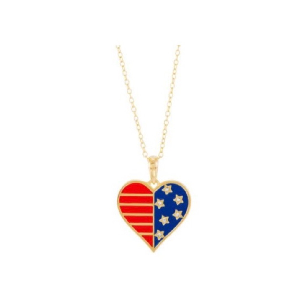 Giani Bernini Enamel Stars & Stripes Heart Pendant Necklace
